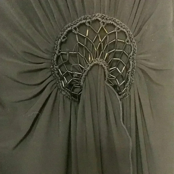 Joseph Ribkoff black, jersey knit, stretch, gathered at the waist, flowing dress - Picture 7 of 7